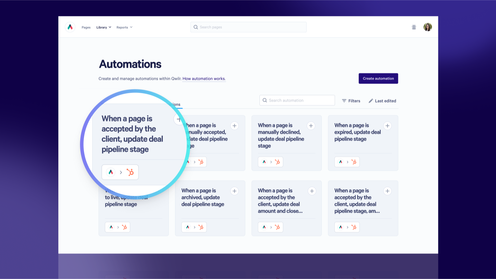 Use Automations for two way sync with Qwilr and HubSpot